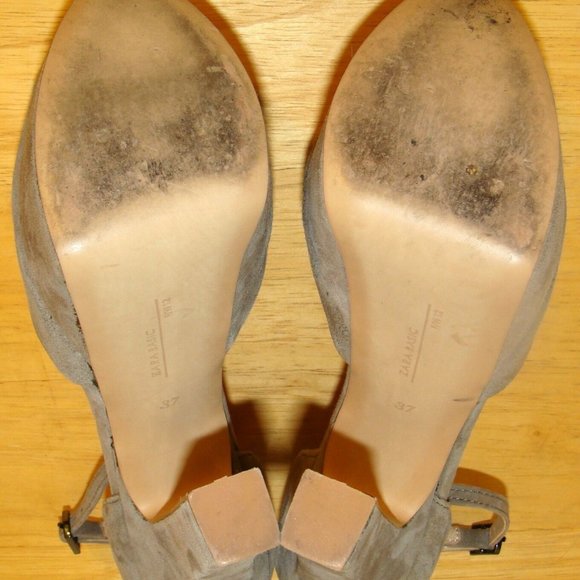ZARA BASIC WOMENS GRAY PLATFORM SANDAL 37 6.5-7M - Picture 7 of 9